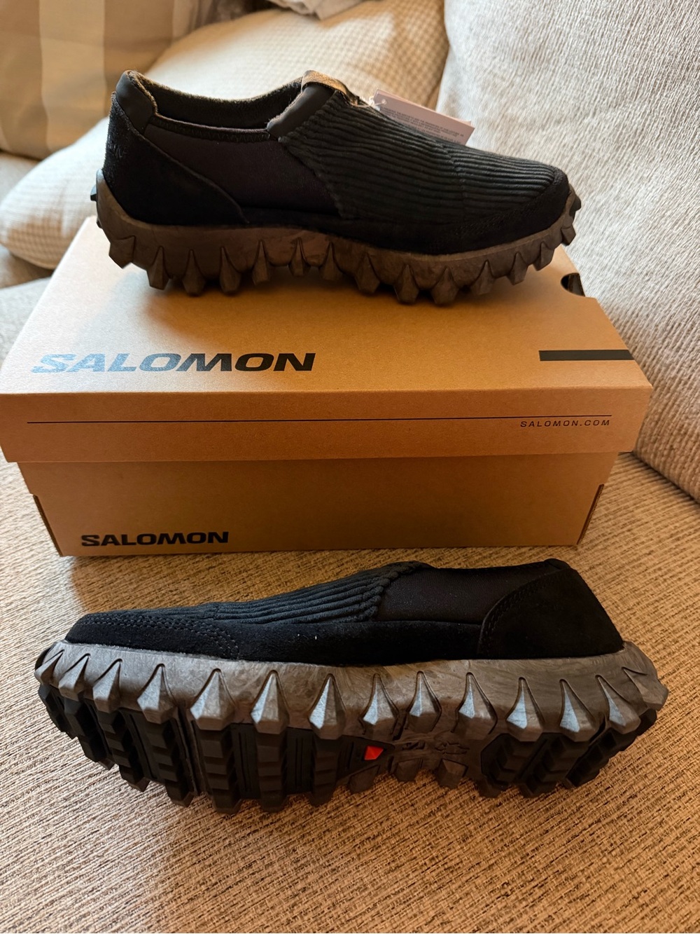 Salomon Black Slip-On Trail Sneakers with Rugged Lug Sole